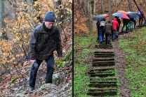 während Erich mit erschwerten Bedingungen kämpft, ist eine kleine Truppe - angeführt von Chef-Sherpa Benny stramm auf dem Weg nach oben