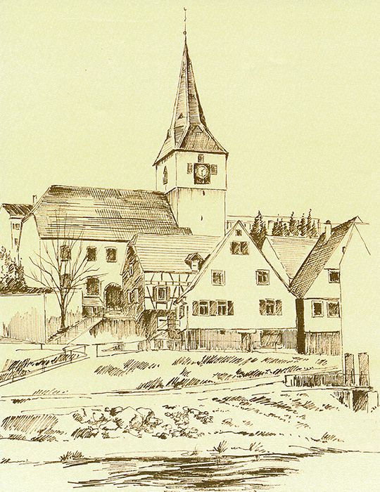 Abb.8 - Weiter rechts liegt die Kirche in Lomersheim