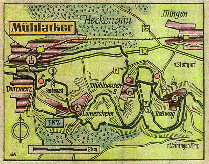 Unsere Wanderroute von Mühlacker nach Roßwag